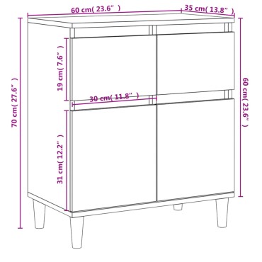 vidaXL Συρταριέρα Sonoma Δρυς 60x35x70cm Επεξεργασμένο Ξύλο 1 τεμ.