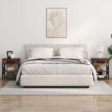 vidaXL Κομοδίνο Καπνιστό Δρύς 41x31x51cm Επεξεργασμένο Ξύλο 1 τεμ.