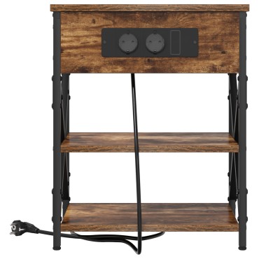 vidaXL Κομοδίνο Καπνιστό Δρύς 41x31x51cm Επεξεργασμένο Ξύλο 1 τεμ.