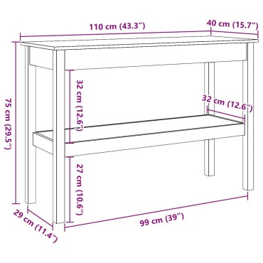 vidaXL Τραπέζι κονσόλας Κερωμένο καφέ 110x40x75cm Στερεό πεύκο
