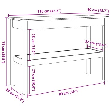 vidaXL Τραπέζι κονσόλας Κερωμένο καφέ 110x40x75cm Στερεό πεύκο