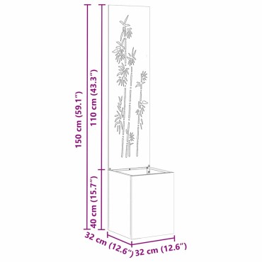 vidaXL Οθόνη Ιδιωτικότητας Κήπου Floral Μαύρο 32 x 32 x 150 εκ