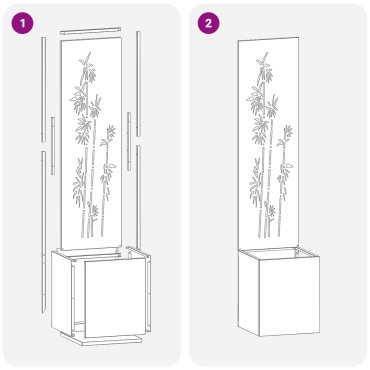 vidaXL Οθόνη Ιδιωτικότητας Κήπου Floral Μαύρο 32 x 32 x 150 εκ