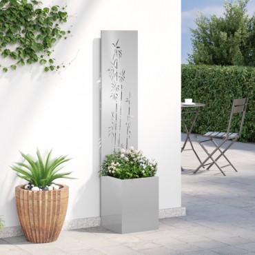 vidaXL Οθόνη Ιδιωτικότητας Κήπου Floral Ασημί 32 x 32 x 150 εκ