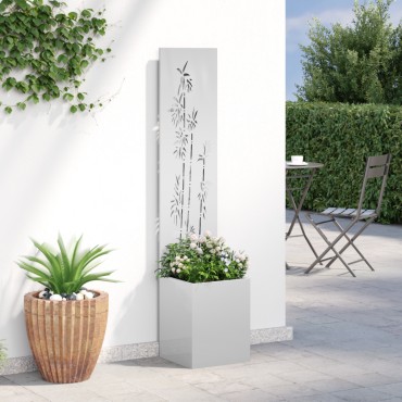 vidaXL Οθόνη Ιδιωτικότητας Κήπου Floral Ασημί 32 x 32 x 150 εκ