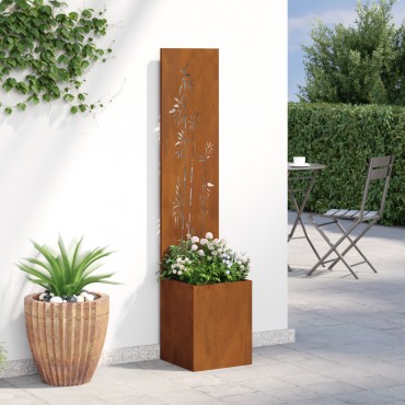 vidaXL Οθόνη Ιδιωτικότητας Κήπου Floral Σκ rusty 32 x 32 x 150 εκ