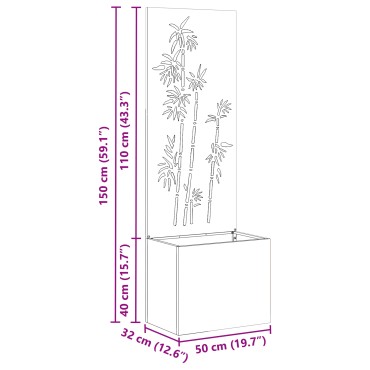 vidaXL Οθόνη Ιδιωτικότητας Κήπου Floral Σκ rusty 50 x 32 x 150 εκ