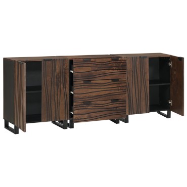 vidaXL Σετ Μπουφέδων 3 τεμ. Καφέ 180x33x75cm Στερεό ξύλο μάνγκο