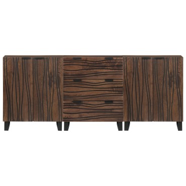 vidaXL Σετ Μπουφέδων 3 τεμ. Καφέ 180x33x75cm Στερεό ξύλο μάνγκο