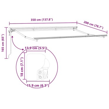 vidaXL Σκελετός Τέντας Πορτοκαλί και Μαύρο 350 x 200 cm