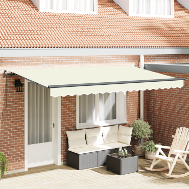 vidaXL Αναδιπλούμενη τέντα Κρεμ 400 x 200 cm ύφασμα