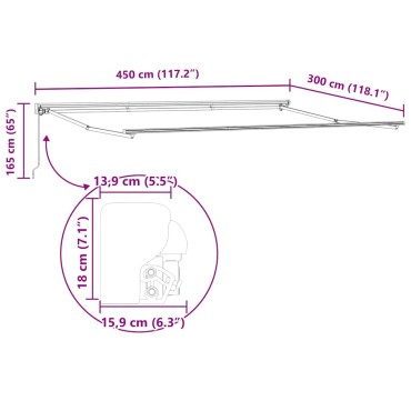 vidaXL Σκελετός Τέντας Κίτρινο και Λευκό 450 x 300 εκ