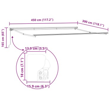 vidaXL Σκελετός Τέντας Κίτρινο και Γκρί 450 x 300 εκ