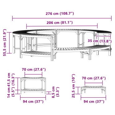 vidaXL Περίβλημα Τζακούζι Καφέ Ø275 x 55,5 εκ. Στερεό Ξύλο Ακακίας