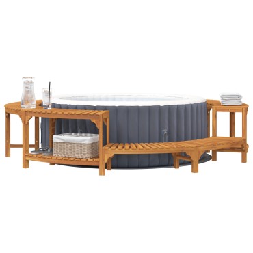 vidaXL Περίβλημα Τζακούζι Καφέ Ø275 x 55,5 εκ. Στερεό Ξύλο Ακακίας