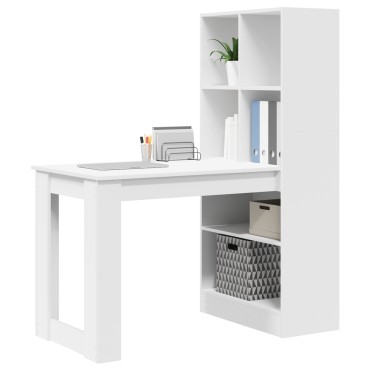 vidaXL Γραφείο Λευκό Επεξεργασμένο Ξύλο 122x67x145cm 1 τεμ.