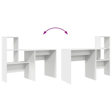 vidaXL Γραφείο με ράφι Λευκό 131,5x50x106,5cm Επεξεργασμένο ξύλο 1 τεμ.