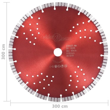 vidaXL Διαμαντόδισκος Κοπής Turbo με Οπές 300 χιλ. Ατσάλινος