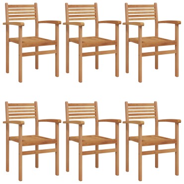 vidaXL Καρέκλα 6 τεμ. Καφέ Στερεό Ξύλο Τίκ 56x55x90,5cm