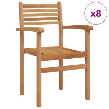 vidaXL Καρέκλα 8 τεμ. Καφέ Στερεό Ξύλο Τίκ 56x55x90,5cm