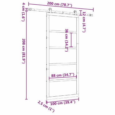 vidaXL Συρόμενη Πόρτα Φυσικό 100 x 208 εκ. Στερεά ξυλεία πεύκου