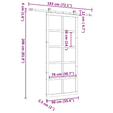 vidaXL Συρόμενη Πόρτα Καφέ 90 x 208 εκ. Στερεά ξυλεία πεύκου