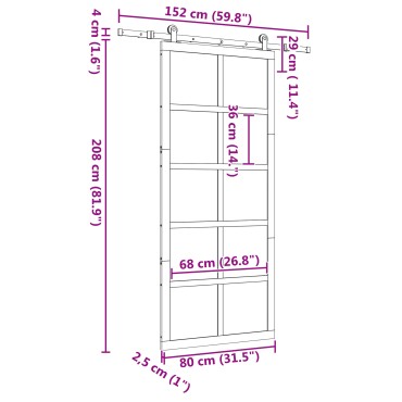 vidaXL Συρόμενη Πόρτα Καφέ 80 x 208 εκ. Στερεά ξυλεία πεύκου