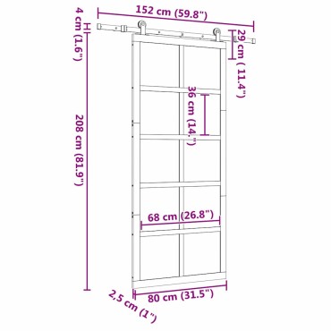 vidaXL Συρόμενη Πόρτα Καφέ 80 x 208 εκ. Στερεά ξυλεία πεύκου