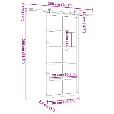 vidaXL Συρόμενη Πόρτα Καφέ 90 x 208 εκ. Στερεά ξυλεία πεύκου