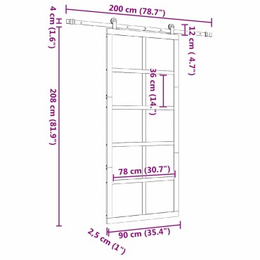 vidaXL Συρόμενη Πόρτα Καφέ 90 x 208 εκ. Στερεά ξυλεία πεύκου