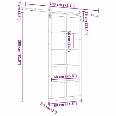 vidaXL Συρόμενη Πόρτα Καφέ 80 x 208 εκ. Στερεά ξυλεία πεύκου