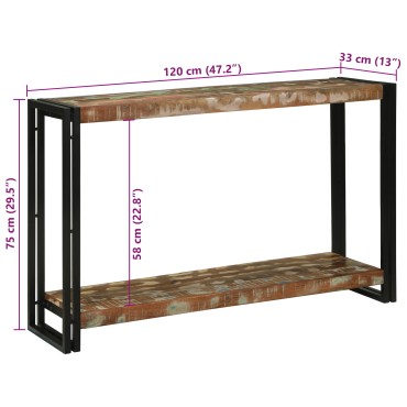 vidaXL Τραπέζι κονσόλας με ράφι 120x33x75cm Στερεό Ανακτηθέν Ξύλο