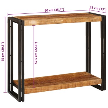 vidaXL Τραπέζι κονσόλας Καφέ 90x33x75cm Στερεό ξύλο μάνγκο