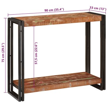 vidaXL Τραπέζι κονσόλας με ράφι 90x33x75cm Στερεό Ανακτηθέν Ξύλο