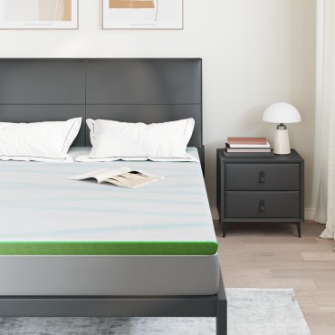 vidaXL Στρώμα επικάλυψης Λευκό και Πράσινο 140 x 200 cm