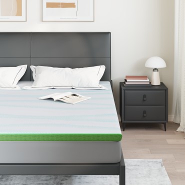 vidaXL Στρώμα επικάλυψης Λευκό και Πράσινο 200 x 200 cm