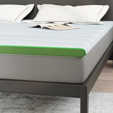vidaXL Στρώμα επικάλυψης Λευκό και Πράσινο 180 x 200 cm