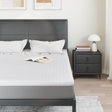 vidaXL Στρώμα επικάλυψης Λευκό 140 x 200 cm Υφασμα Jacquard