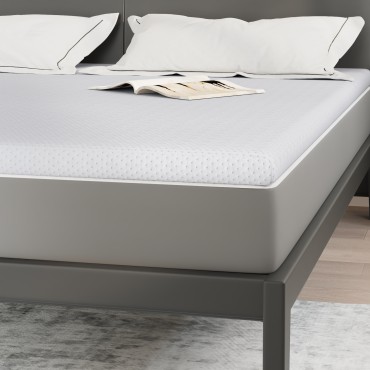vidaXL Στρώμα επικάλυψης Λευκό 200 x 200 cm Υφασμα Jacquard