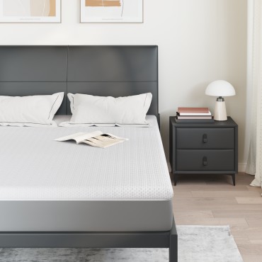 vidaXL Στρώμα επικάλυψης Λευκό 140 x 200 cm Υφασμα Jacquard