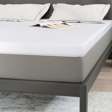 vidaXL Στρώμα επικάλυψης Λευκό 140 x 190 cm Ζακάρ ύφασμα
