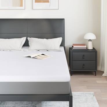 vidaXL Στρώμα επικάλυψης Λευκό 160 x 200 cm Ζακάρ ύφασμα