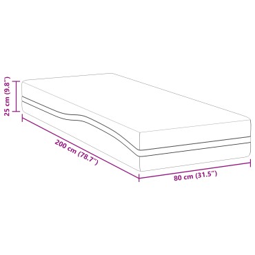vidaXL Στρώμα Λευκό και Γκρι 80x200cm Ζακάρ ύφασμα 1 τεμ. - Μονό