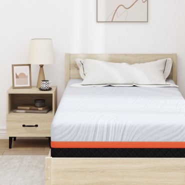 vidaXL Στρώμα Λευκό και Γκρι 90x190cm Ζακάρ ύφασμα 1 τεμ. - Μονό