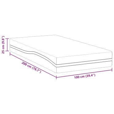 vidaXL Στρώμα Λευκό και Γκρι 100x200cm Ζακάρ ύφασμα 1 τεμ. - Μονό