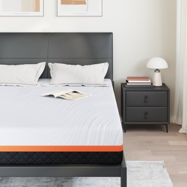 vidaXL Στρώμα Λευκό και Γκρι 160x200cm Ζακάρ ύφασμα 1 τεμ. - Διπλό