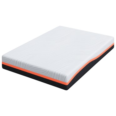 vidaXL Στρώμα Λευκό και Γκρι 160x200cm Ζακάρ ύφασμα 1 τεμ. - Διπλό