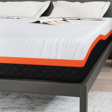 vidaXL Στρώμα Λευκό και Γκρι 160x200cm Ζακάρ ύφασμα 1 τεμ. - Διπλό