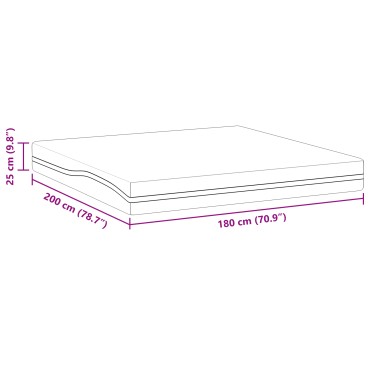 vidaXL Στρώμα Λευκό και Γκρι 180x200cm Ζακάρ ύφασμα 1 τεμ. - Διπλό