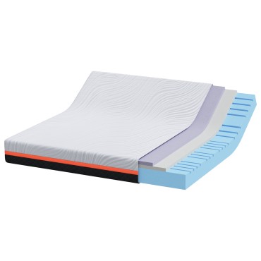 vidaXL Στρώμα Λευκό και Γκρι 180x200cm Ζακάρ ύφασμα 1 τεμ. - Διπλό